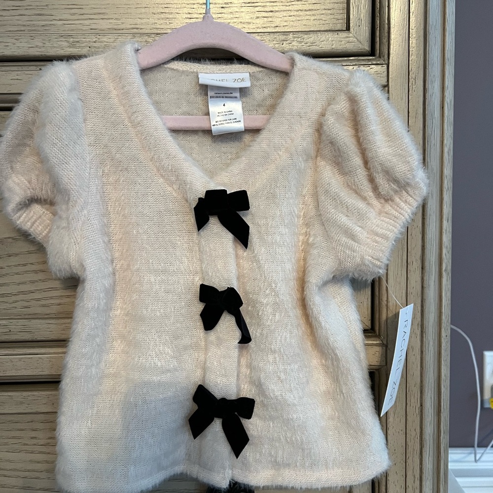 White Kids sweater  with Black Bows